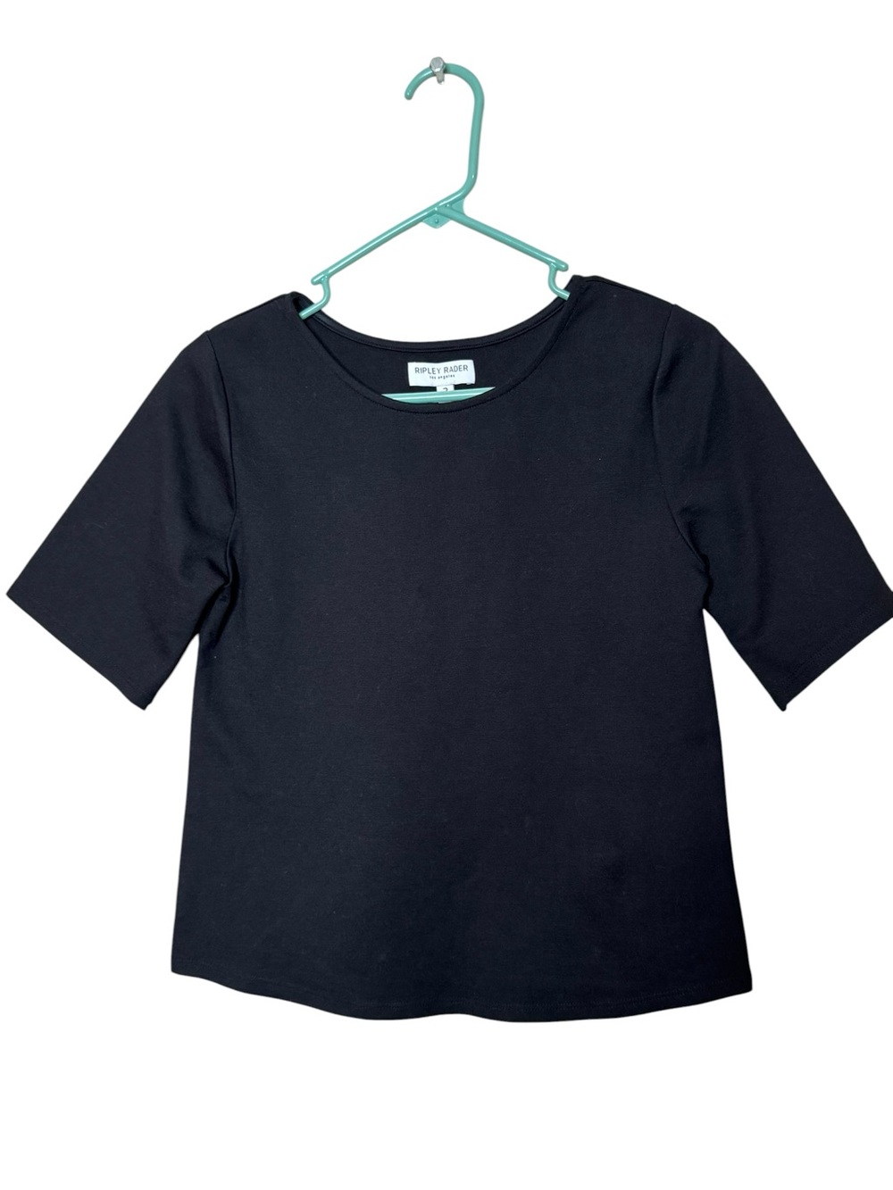 Ripley & Rue Black Ponte Short Sleeve Top 
Crewneck Size Small Made in USA